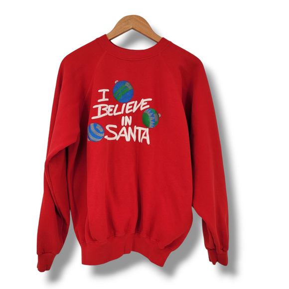 Hanes Other - Vintage Hanes Unisex I Believe In Santa Christmas Novelty Sweatshirt Red Size XL